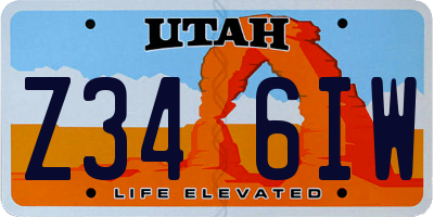 UT license plate Z346IW