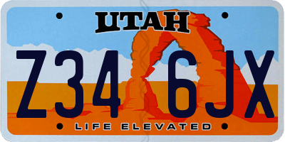UT license plate Z346JX