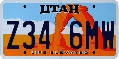 UT license plate Z346MW