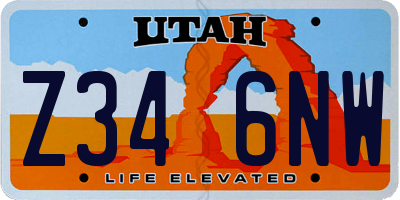 UT license plate Z346NW