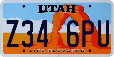 UT license plate Z346PU