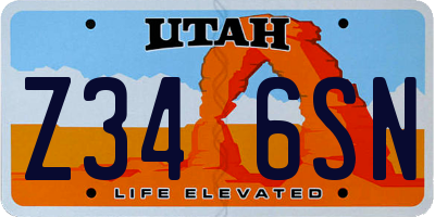 UT license plate Z346SN
