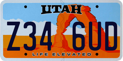 UT license plate Z346UD