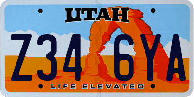 UT license plate Z346YA