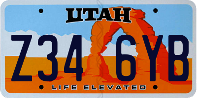 UT license plate Z346YB