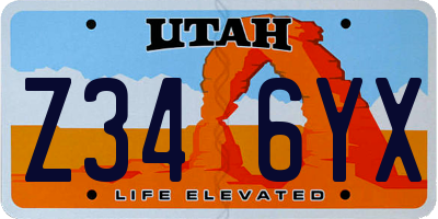 UT license plate Z346YX