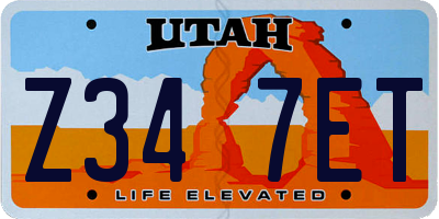 UT license plate Z347ET