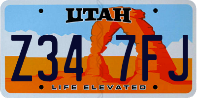 UT license plate Z347FJ