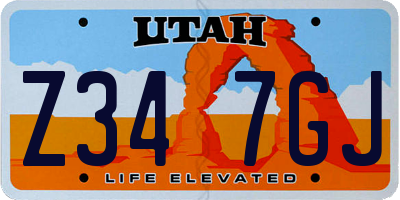 UT license plate Z347GJ