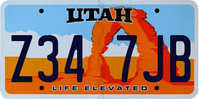 UT license plate Z347JB