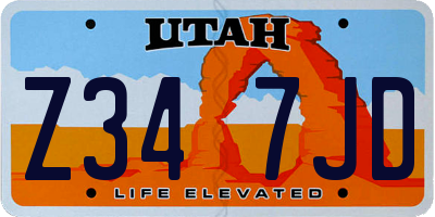 UT license plate Z347JD