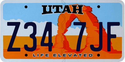 UT license plate Z347JF