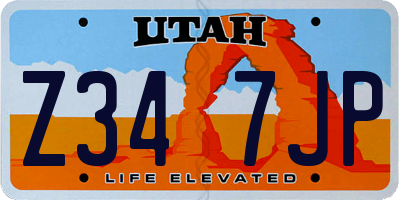 UT license plate Z347JP