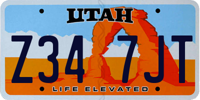 UT license plate Z347JT