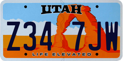 UT license plate Z347JW