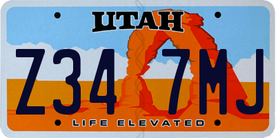 UT license plate Z347MJ