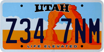 UT license plate Z347NM