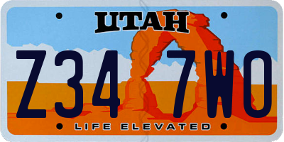 UT license plate Z347WO
