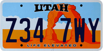 UT license plate Z347WY