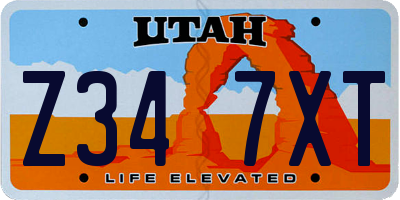 UT license plate Z347XT