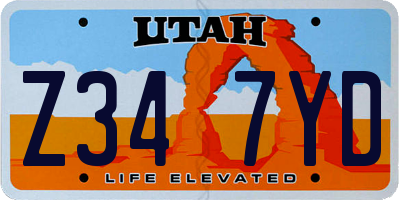 UT license plate Z347YD