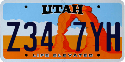 UT license plate Z347YH