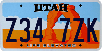 UT license plate Z347ZK