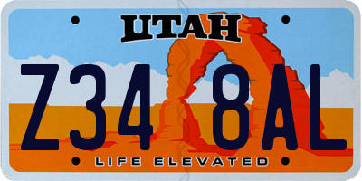UT license plate Z348AL