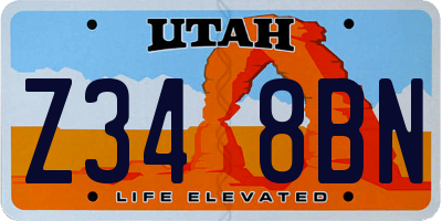 UT license plate Z348BN