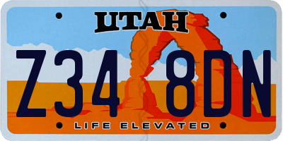 UT license plate Z348DN