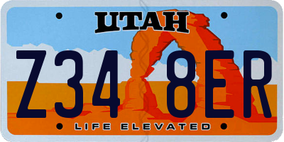 UT license plate Z348ER
