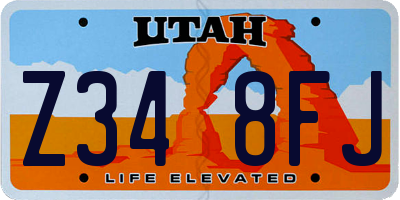 UT license plate Z348FJ