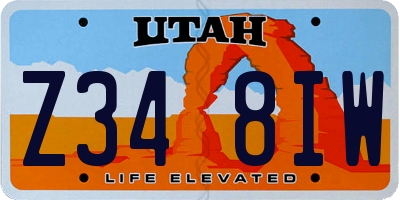 UT license plate Z348IW