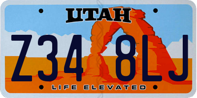 UT license plate Z348LJ