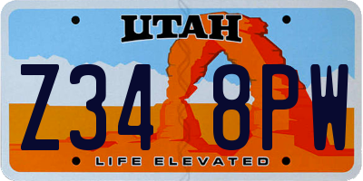 UT license plate Z348PW