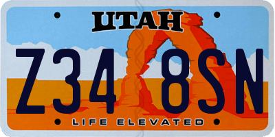 UT license plate Z348SN