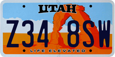 UT license plate Z348SW