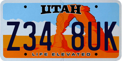 UT license plate Z348UK