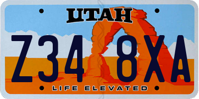 UT license plate Z348XA