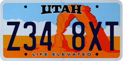 UT license plate Z348XT