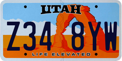 UT license plate Z348YW