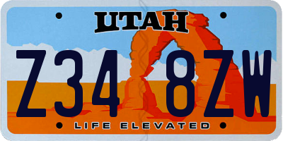 UT license plate Z348ZW