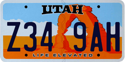 UT license plate Z349AH