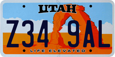 UT license plate Z349AL