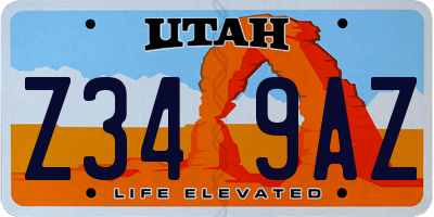 UT license plate Z349AZ
