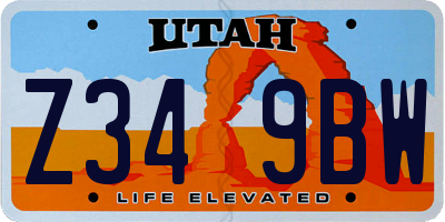 UT license plate Z349BW