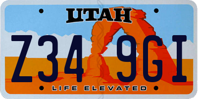 UT license plate Z349GI