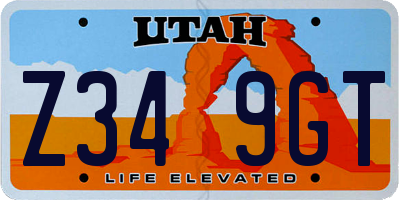 UT license plate Z349GT