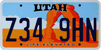 UT license plate Z349HN