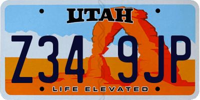 UT license plate Z349JP